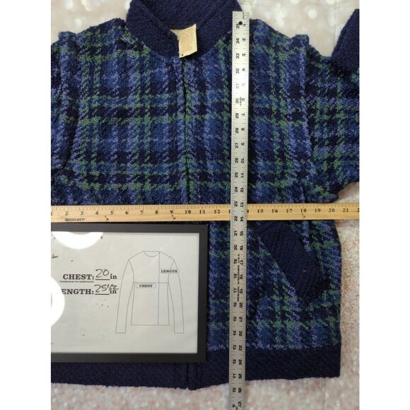 Boyne Valley Weavers Size S Womens Blue Green Plaid Zip Coat Jacket Ireland - Picture 11 of 11